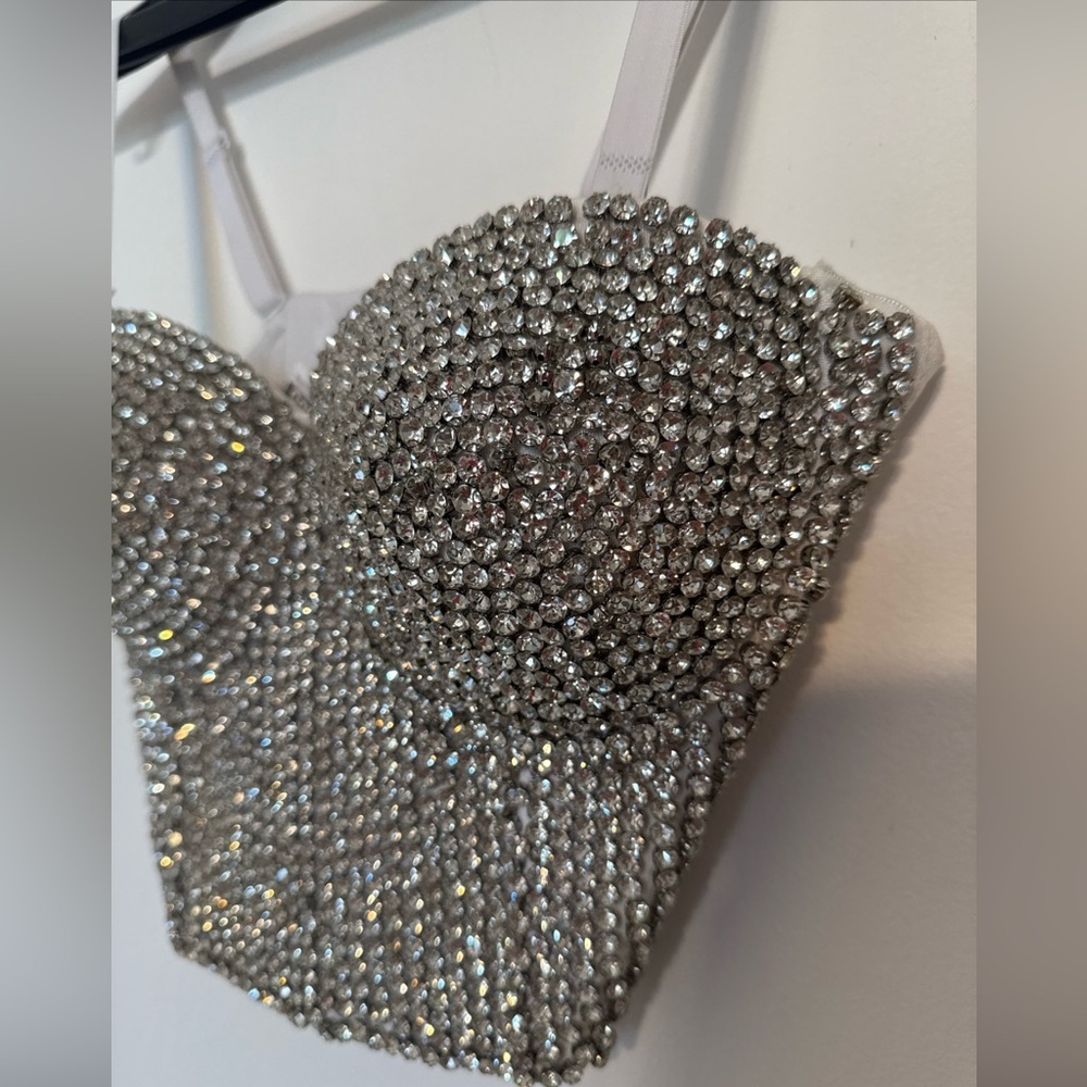 Windsor Silver Sequin Sleeveless Crop Top - Picture 7 of 16